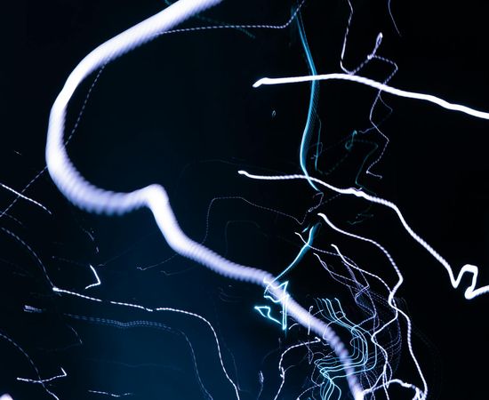 Abstract composition of neon blue lines representing balance and energy